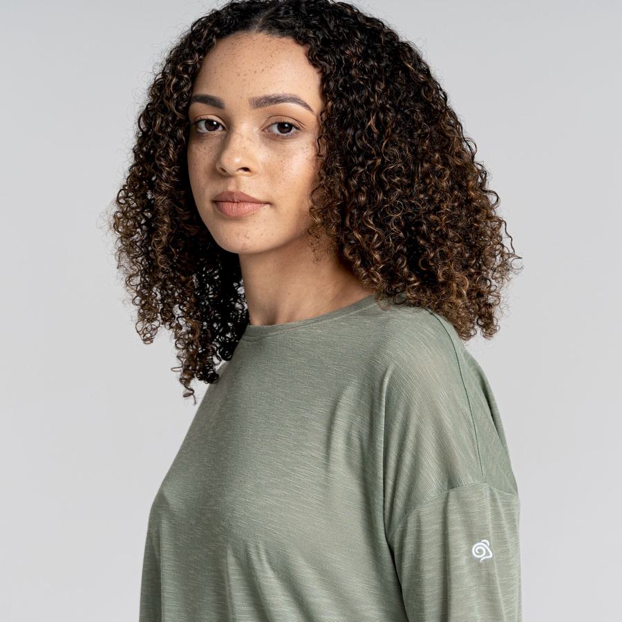 Olive Craghoppers NosiLife Sami Long Sleeved Women's T-Shirts | TVK9980WT