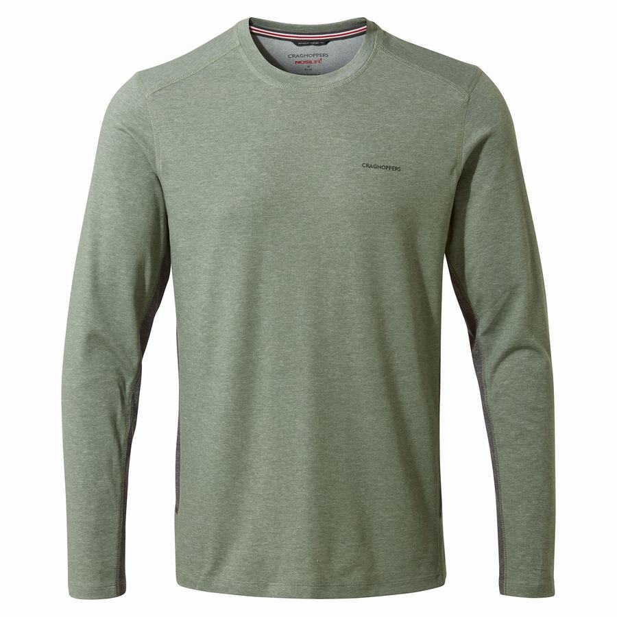 Olive Craghoppers NosiLife Talen Long Sleeved Men's T-Shirts | FNI2062JE