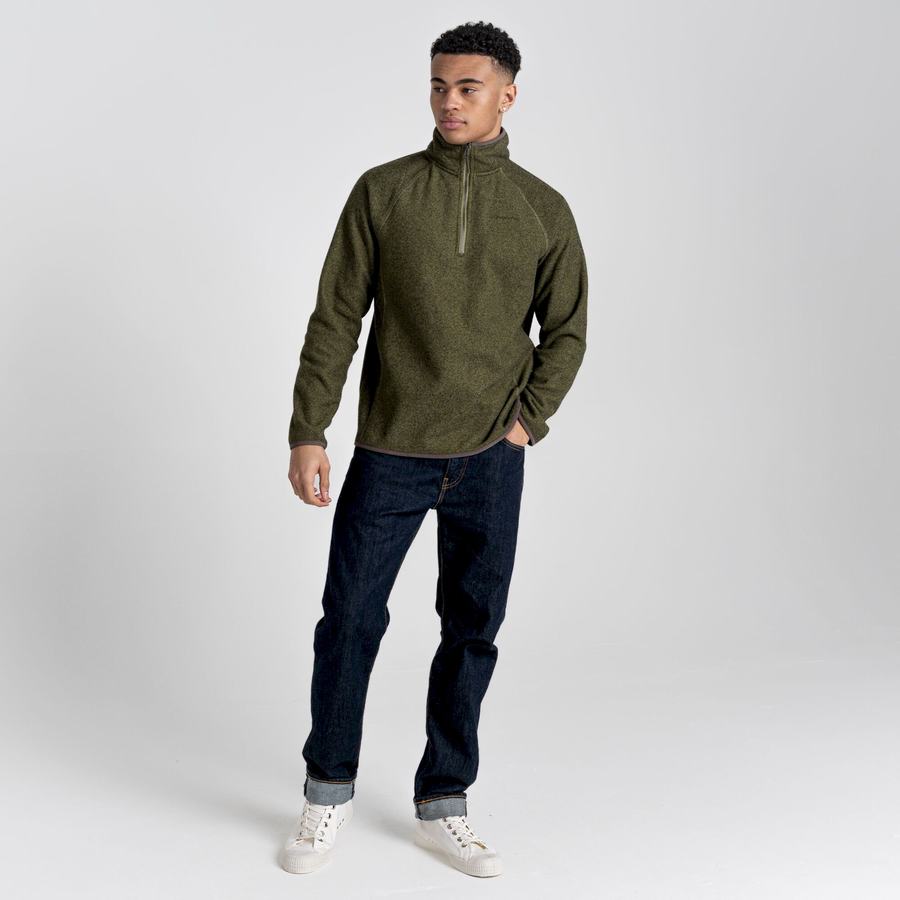 Olive Green Craghoppers Durrus Half Zip Men's Sweaters | AQH165JR