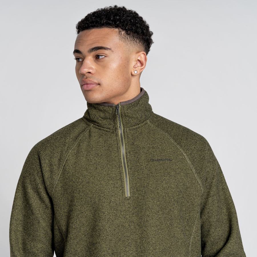 Olive Green Craghoppers Durrus Half Zip Men's Sweaters | AQH165JR