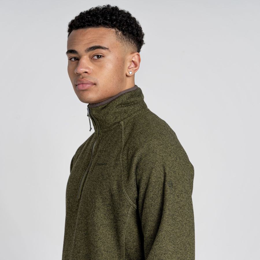 Olive Green Craghoppers Durrus Half Zip Men's Sweaters | AQH165JR