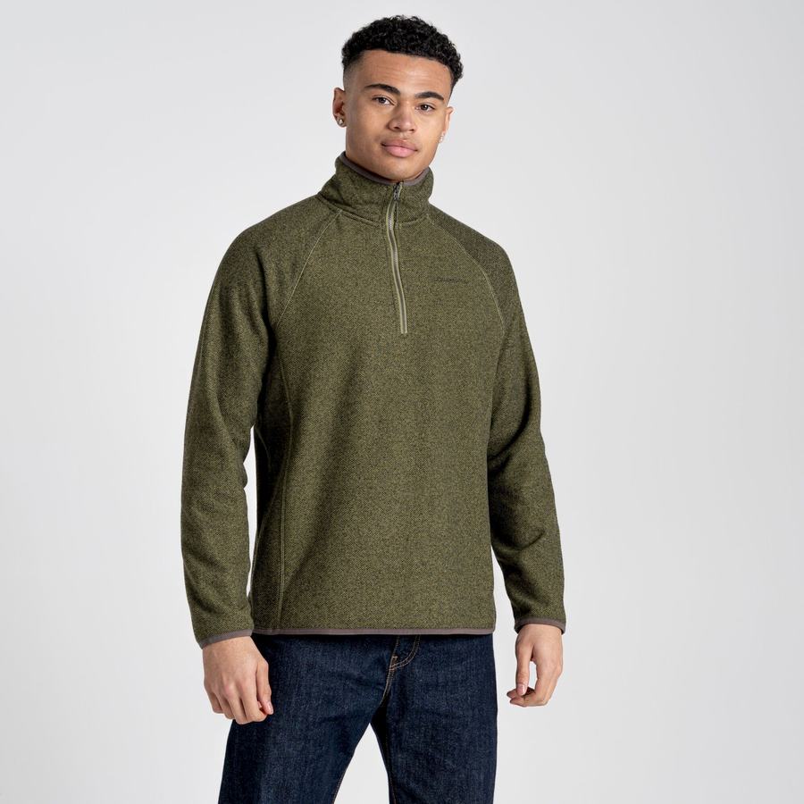 Olive Green Craghoppers Durrus Half Zip Men's Sweaters | AQH165JR