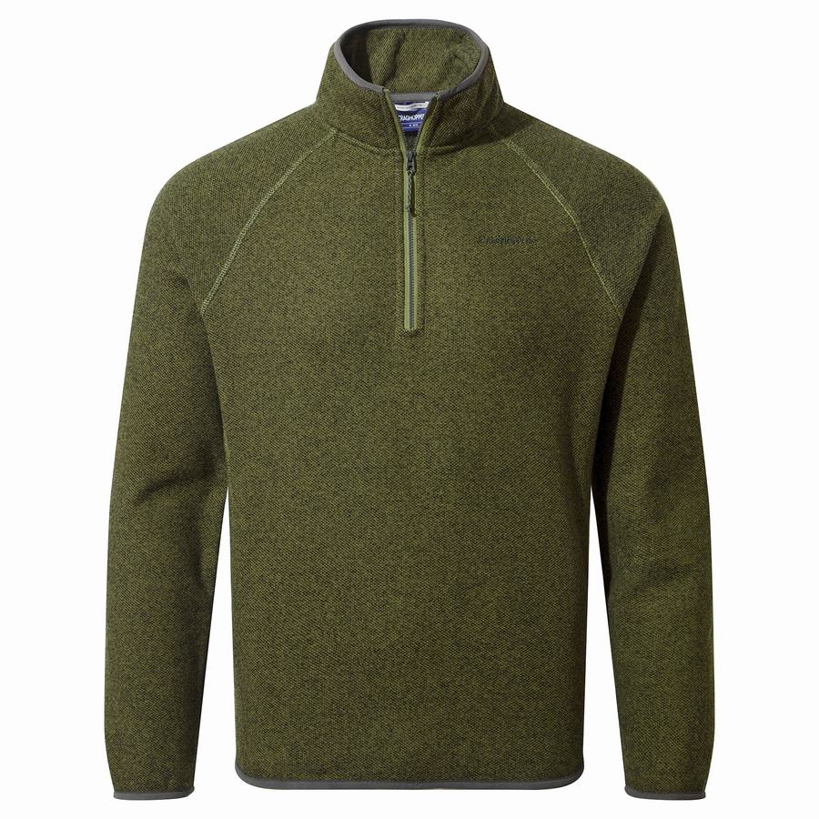 Olive Green Craghoppers Durrus Half Zip Men\'s Sweaters | AQH165JR