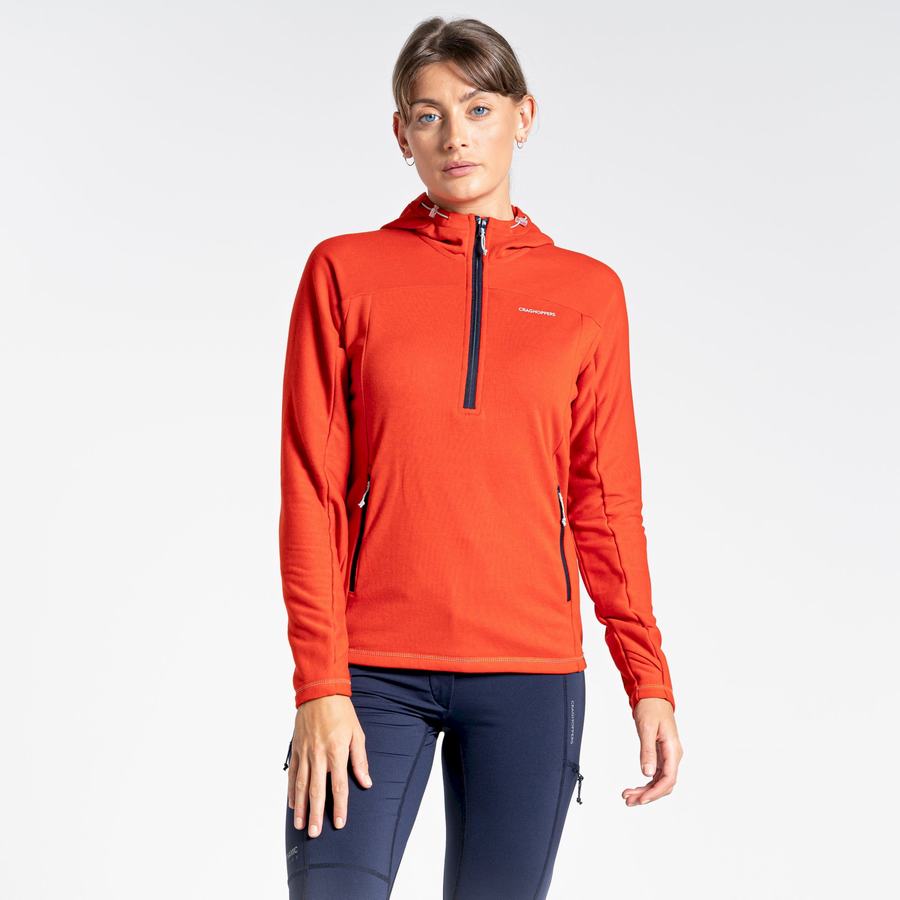 Orange Craghoppers Dynamic Hooded Half Zip Top Women's T-Shirts | MYO8471YF