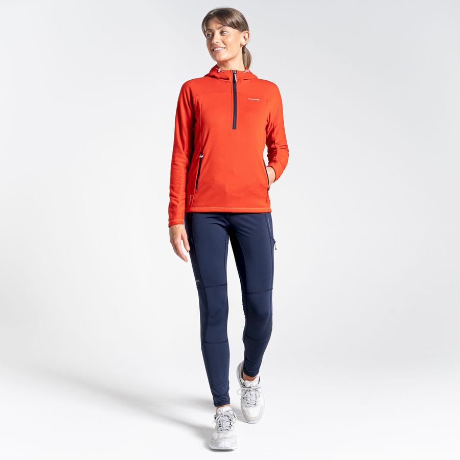 Orange Craghoppers Dynamic Hooded Half Zip Top Women's T-Shirts | MYO8471YF