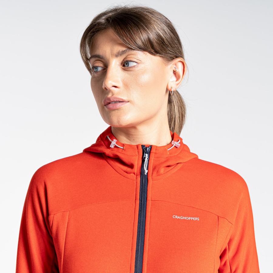 Orange Craghoppers Dynamic Hooded Half Zip Top Women's T-Shirts | MYO8471YF