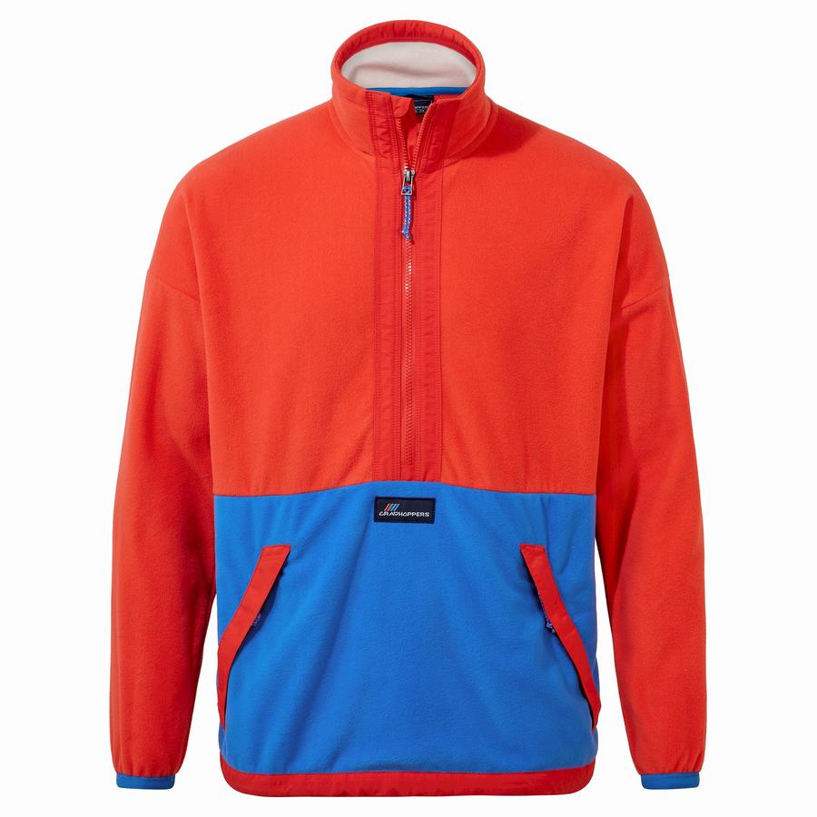 Orange Red Blue Craghoppers Welwood Half Zip Men's Sweaters | BZI6428TP