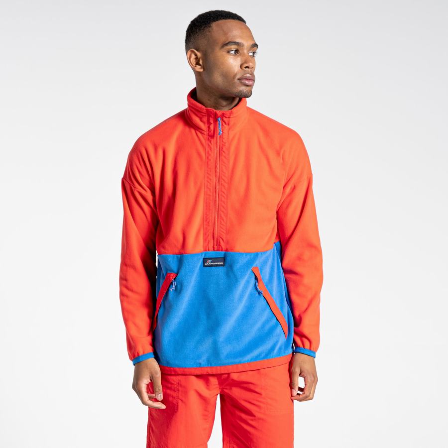 Orange Red Blue Craghoppers Welwood Half Zip Men's Sweaters | BZI6428TP