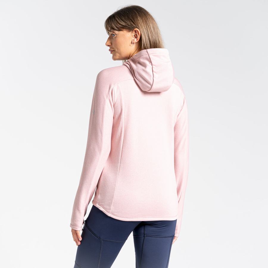 Pink Craghoppers Dynamic Hooded Half Zip Top Women's T-Shirts | QBY7048CH