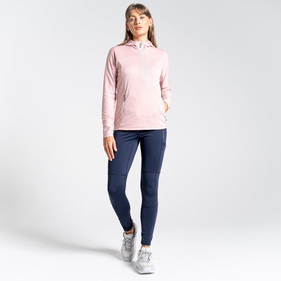 Pink Craghoppers Dynamic Hooded Half Zip Top Women's T-Shirts | QBY7048CH