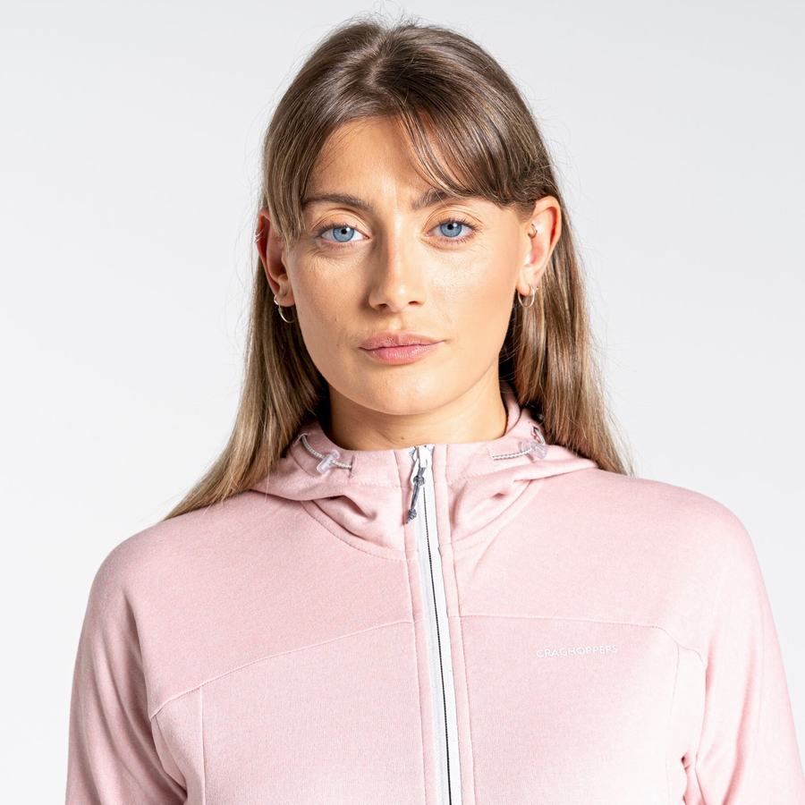 Pink Craghoppers Dynamic Hooded Half Zip Top Women's T-Shirts | QBY7048CH