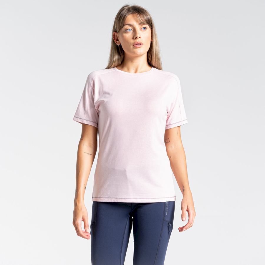 Pink Craghoppers Dynamic Short Sleeved Women's T-Shirts | KSL8762CD