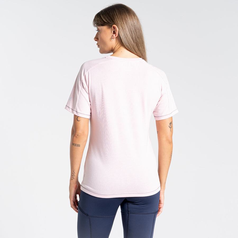 Pink Craghoppers Dynamic Short Sleeved Women's T-Shirts | KSL8762CD