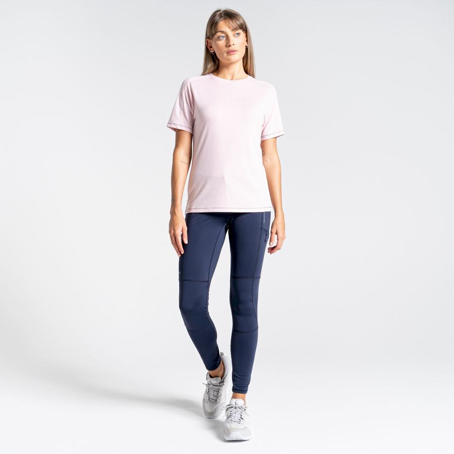 Pink Craghoppers Dynamic Short Sleeved Women's T-Shirts | KSL8762CD