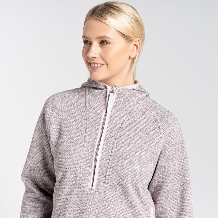 Pink Craghoppers Elena Hooded Half Zip Women's Sweaters | OUO8235TR