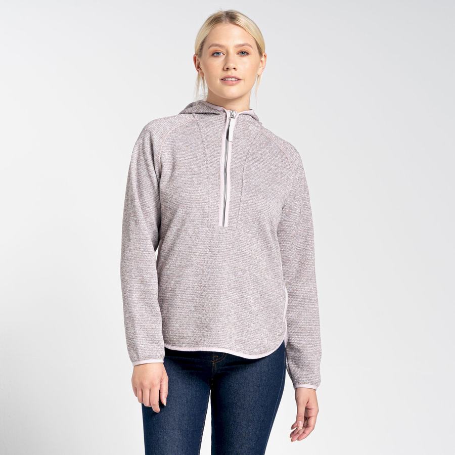 Pink Craghoppers Elena Hooded Half Zip Women's Sweaters | OUO8235TR