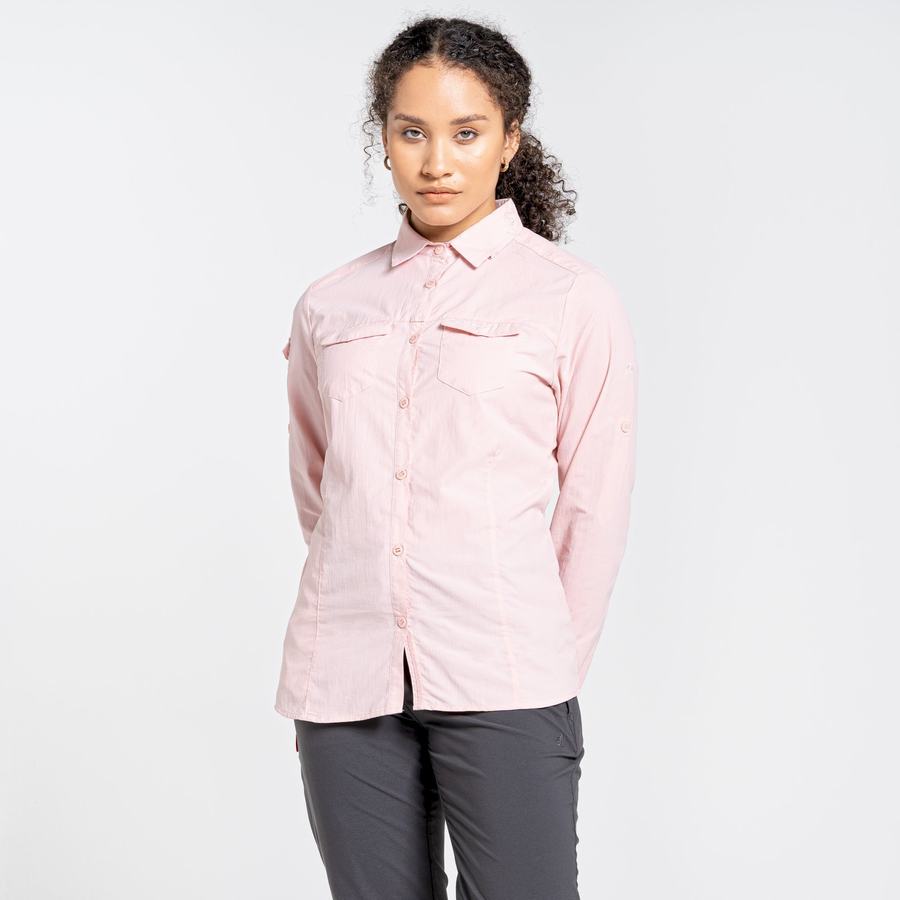 Pink Craghoppers NosiLife Adventure II Long Sleeved Women's Shirts | QOS6199DD