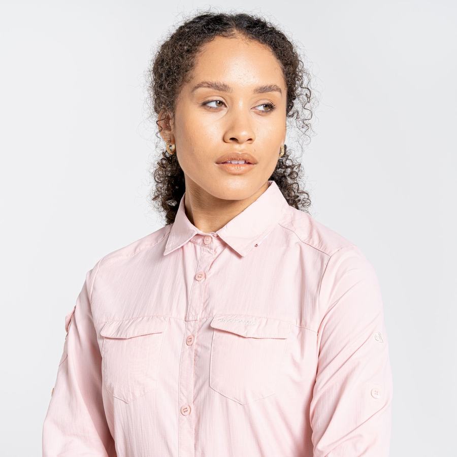 Pink Craghoppers NosiLife Adventure II Long Sleeved Women's Shirts | QOS6199DD