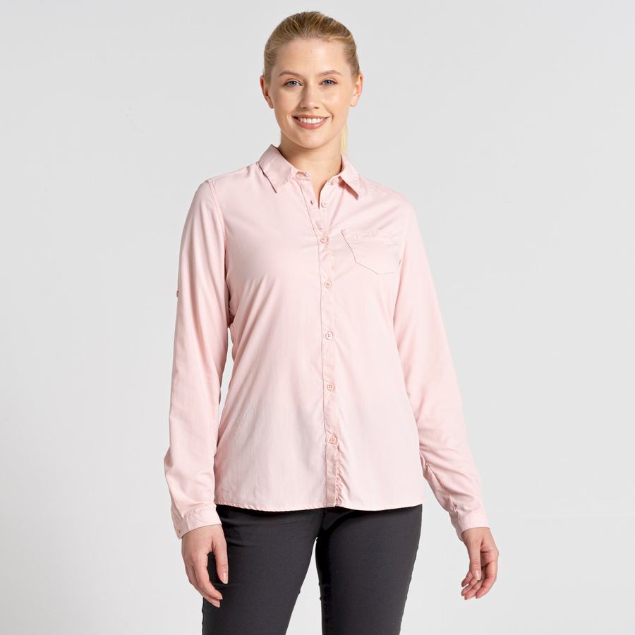 Pink Craghoppers NosiLife Bardo Long Sleeved Women's Shirts | NUR2689DN