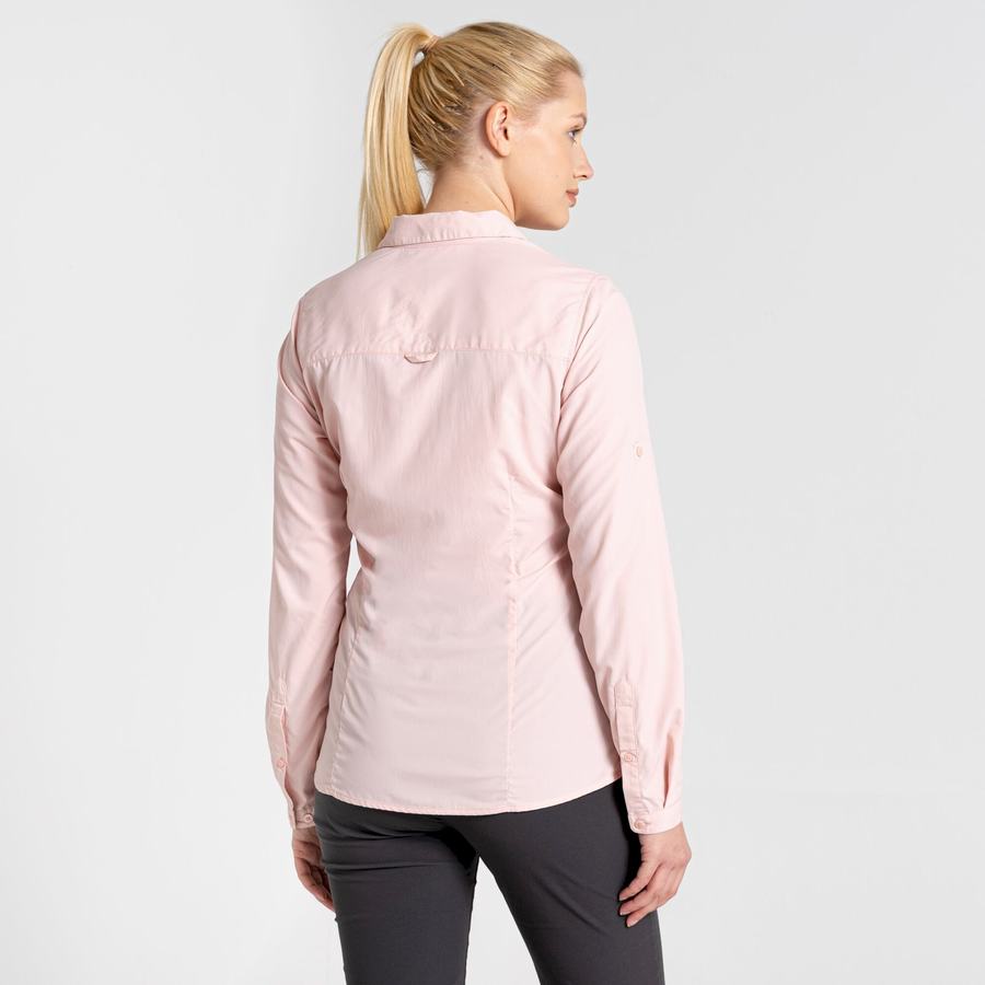 Pink Craghoppers NosiLife Bardo Long Sleeved Women's Shirts | NUR2689DN