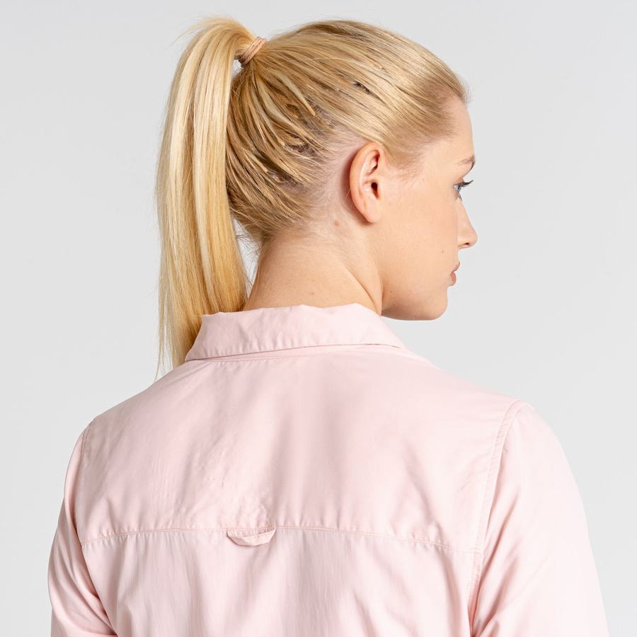 Pink Craghoppers NosiLife Bardo Long Sleeved Women's Shirts | NUR2689DN