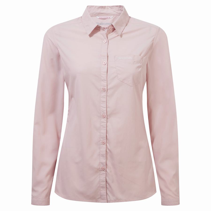 Pink Craghoppers NosiLife Bardo Long Sleeved Women's Shirts | NUR2689DN