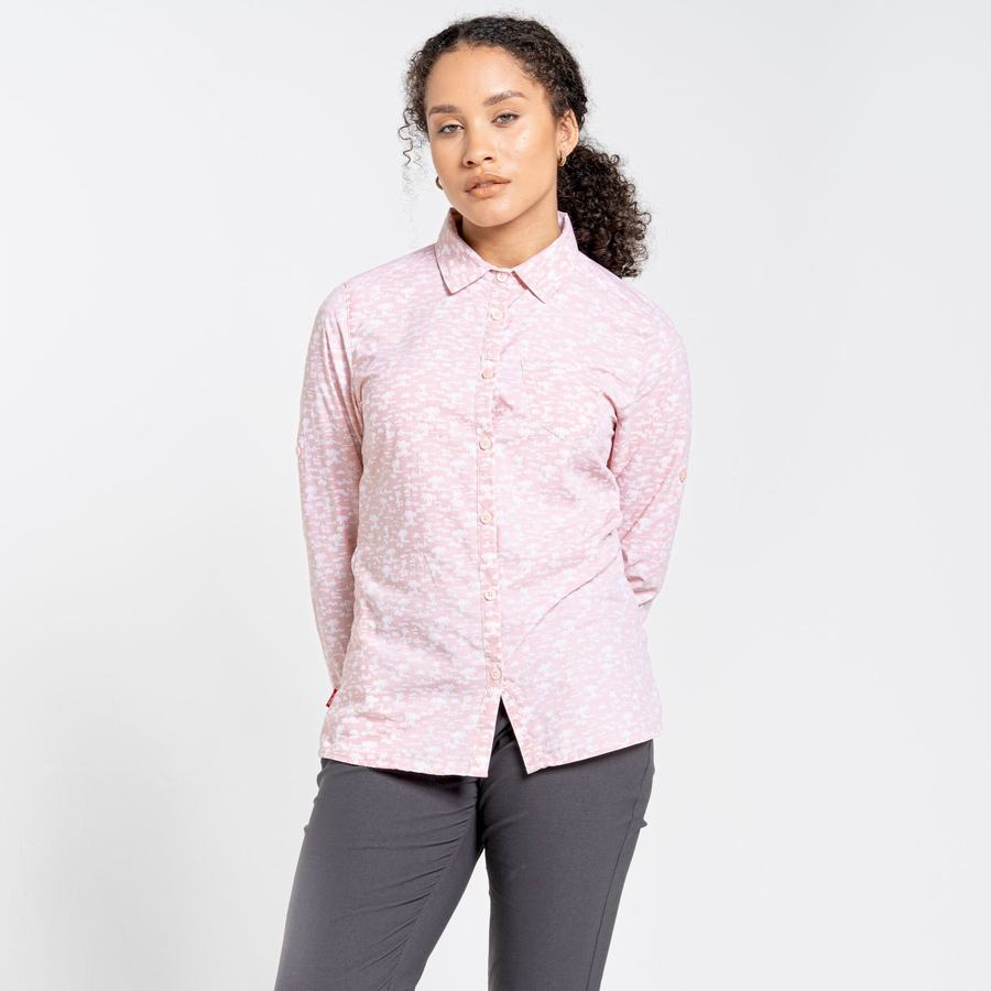 Pink Craghoppers NosiLife Callo Long Sleeved Women's Shirts | LBT4970UT