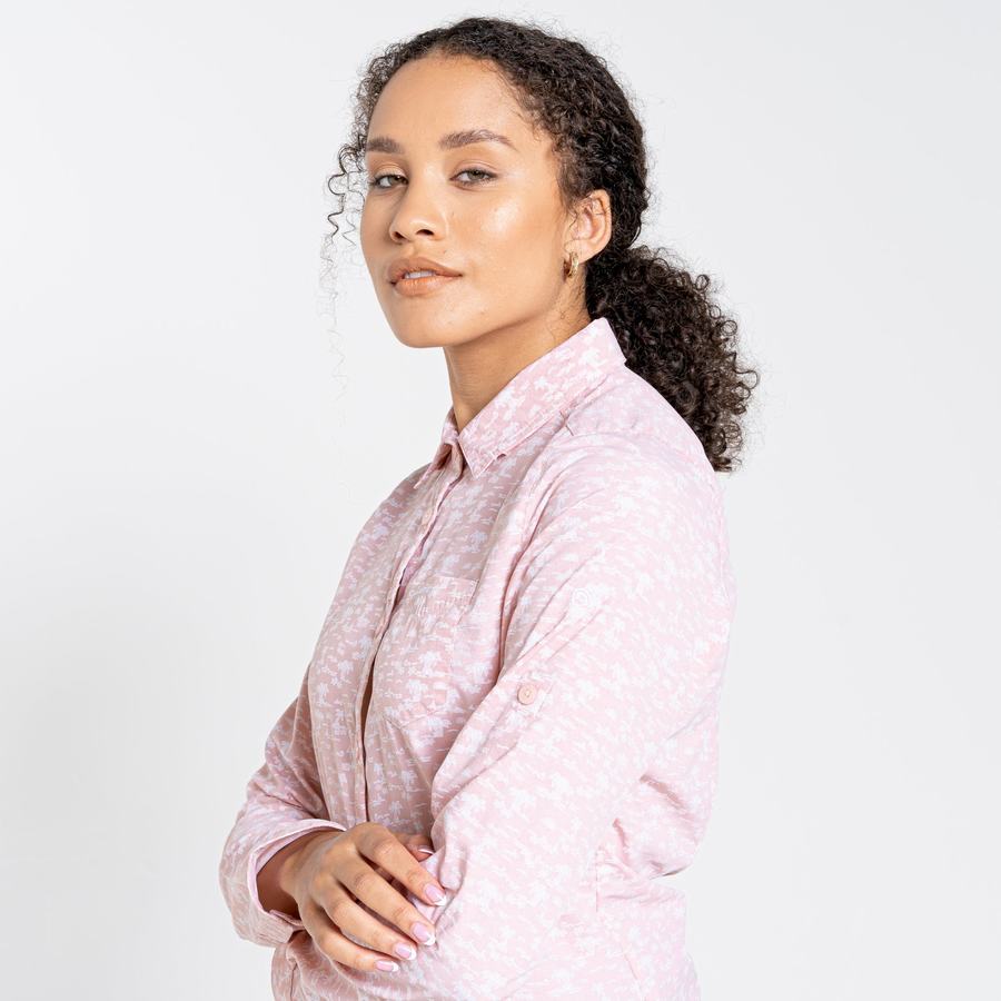 Pink Craghoppers NosiLife Callo Long Sleeved Women's Shirts | LBT4970UT