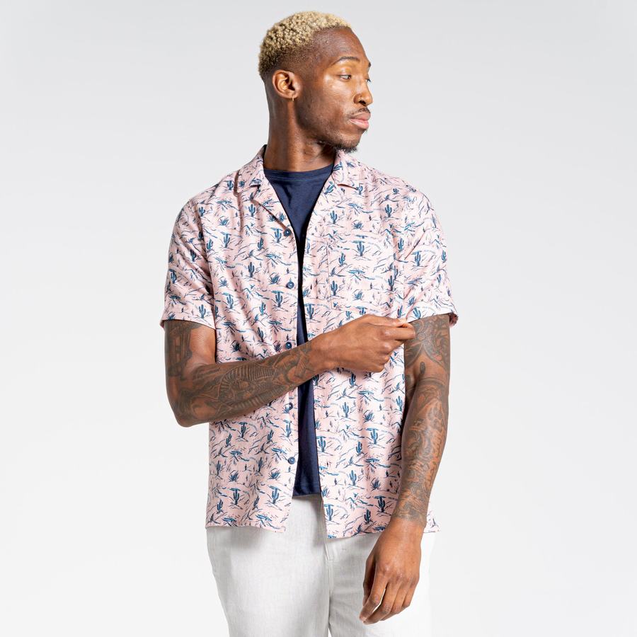 Pink Craghoppers Nosibotanical Hula Short Sleeved Men's Shirts | ETL2759CD