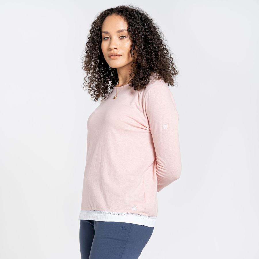 Pink Craghoppers Nosibotanical Magnolia Long Sleeved Women's T-Shirts | VLE1156IQ