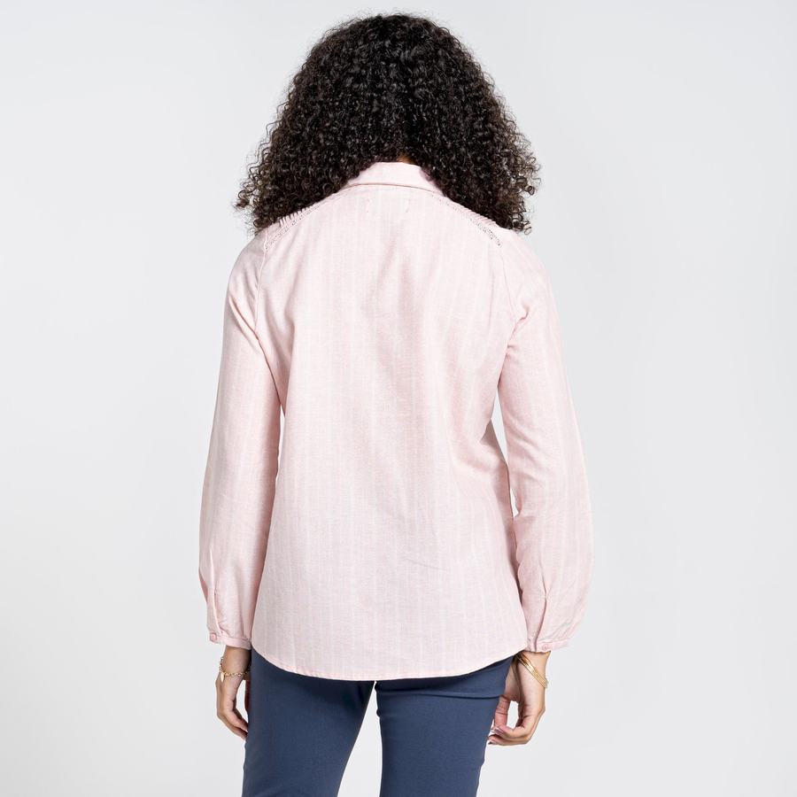 Pink Stripes Craghoppers Nosibotanical Bralio Women's Shirts | GCF8923UZ