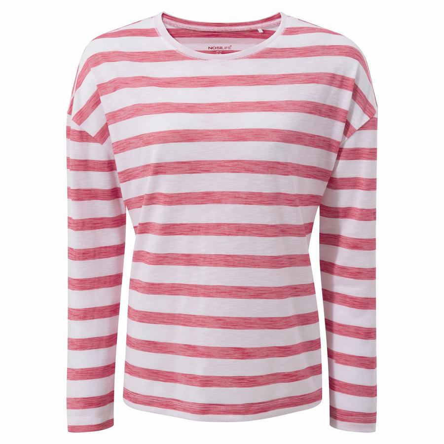 Purple Flower Stripes Craghoppers NosiLife Cora Long Sleeved Women's T-Shirts | ULN8061DO