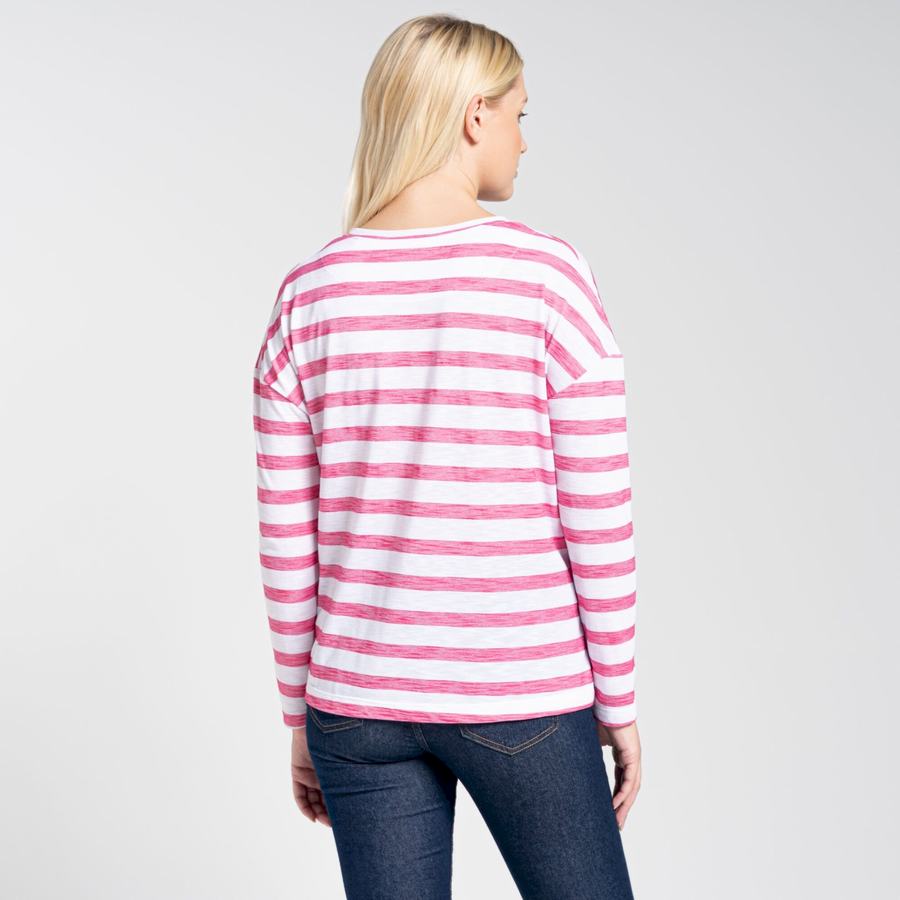 Purple Flower Stripes Craghoppers NosiLife Cora Long Sleeved Women's T-Shirts | ULN8061DO