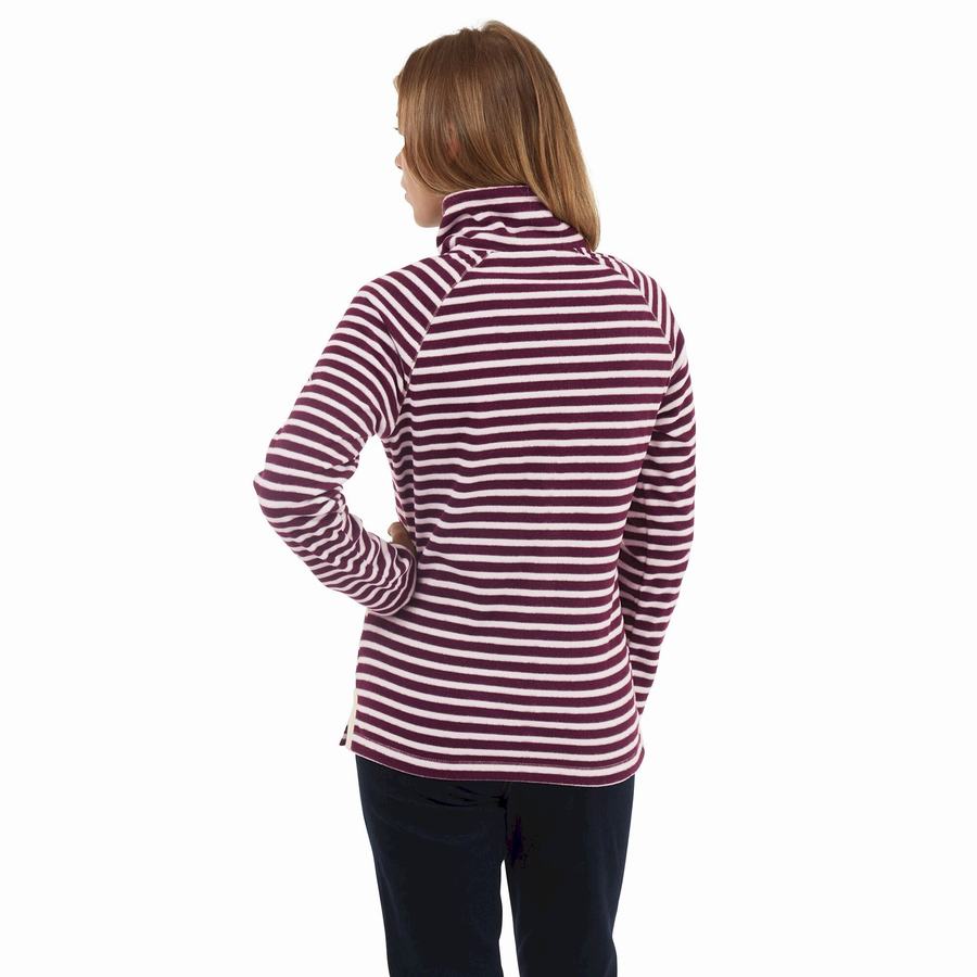 Purple Stripes Craghoppers Natalia Half Zip Women's Sweaters | ELW7073WQ