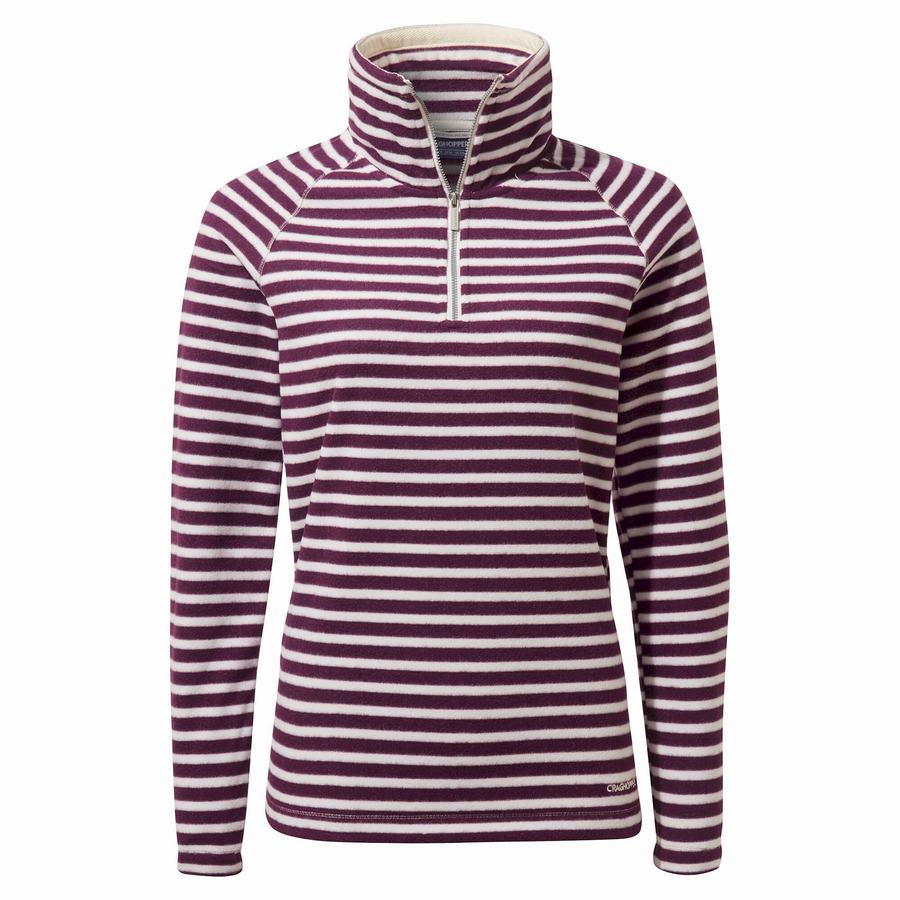 Purple Stripes Craghoppers Natalia Half Zip Women's Sweaters | ELW7073WQ