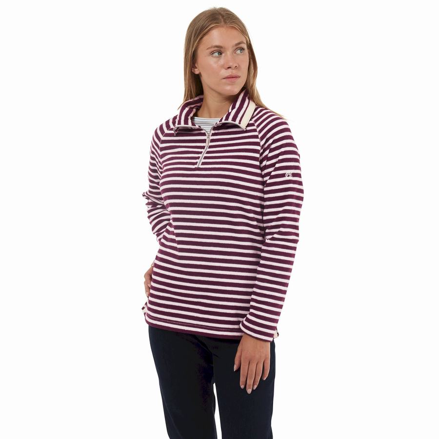 Purple Stripes Craghoppers Natalia Half Zip Women's Sweaters | ELW7073WQ