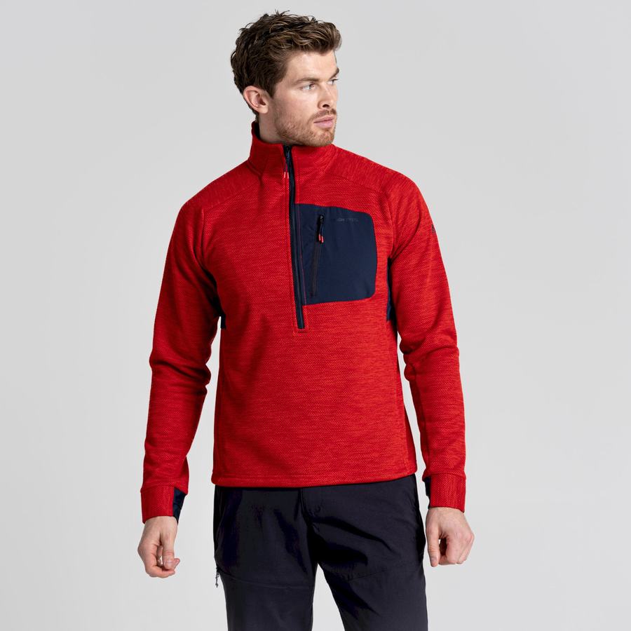 Red Craghoppers Tarbert Half Zip Men's Sweaters | GOG9135FR