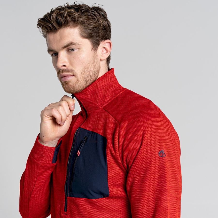 Red Craghoppers Tarbert Half Zip Men's Sweaters | GOG9135FR