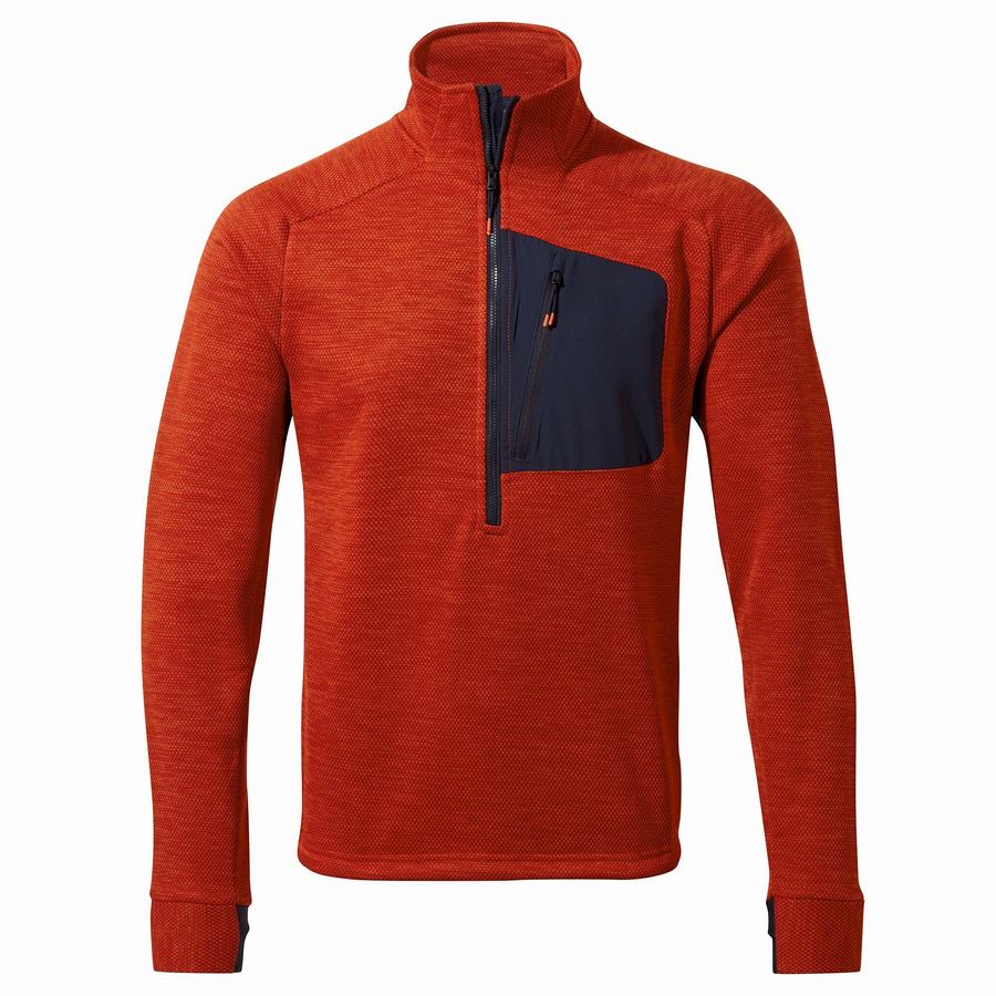 Red Craghoppers Tarbert Half Zip Men's Sweaters | GOG9135FR