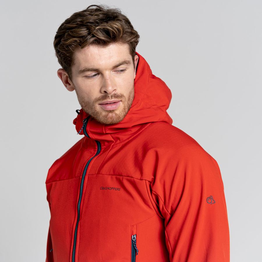 Red Craghoppers Tripp Hooded Men's Jackets | KRU9735FD