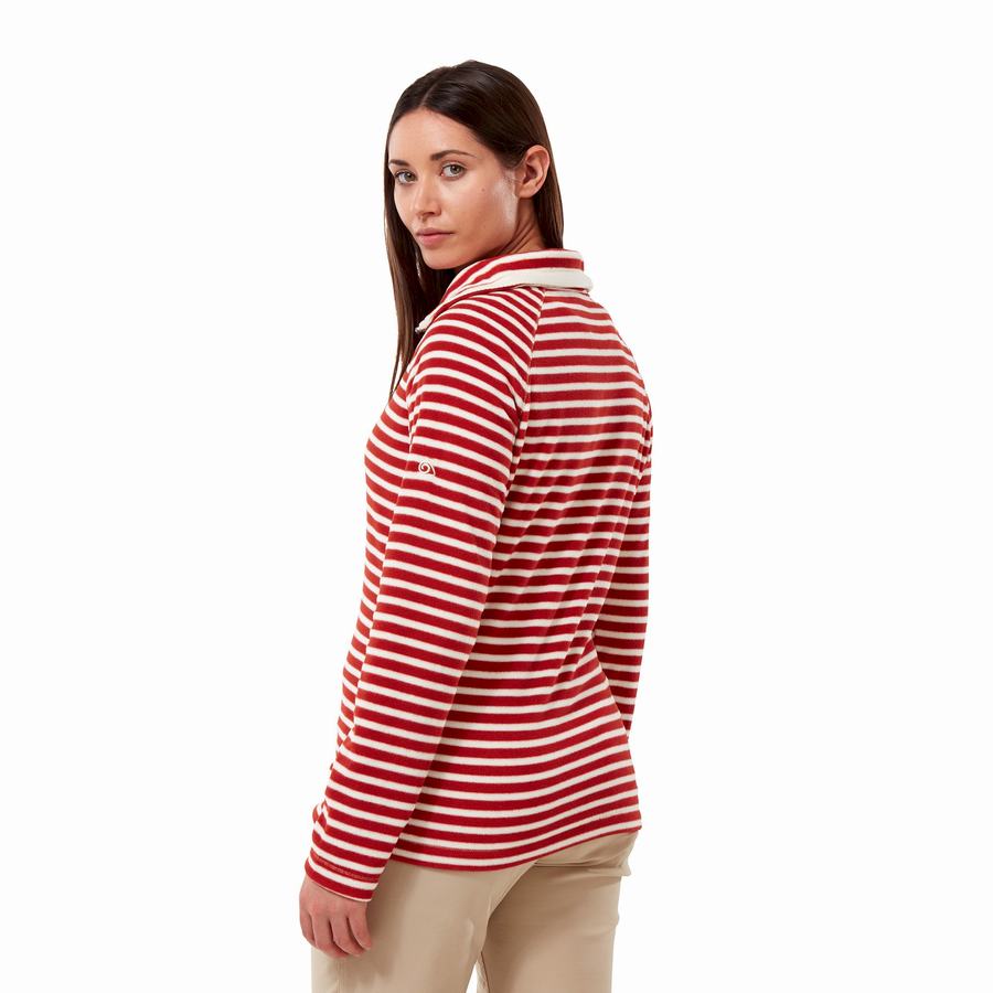 Red Stripes Craghoppers Natalia Half Zip Women's Sweaters | WMC6981MG