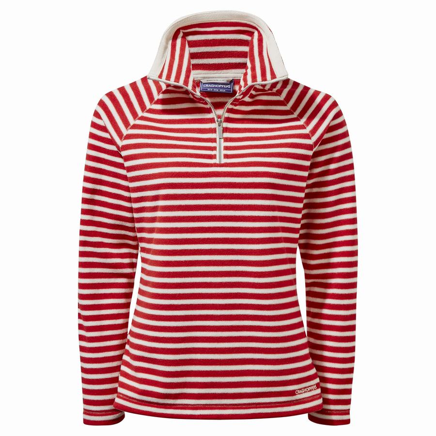 Red Stripes Craghoppers Natalia Half Zip Women's Sweaters | WMC6981MG