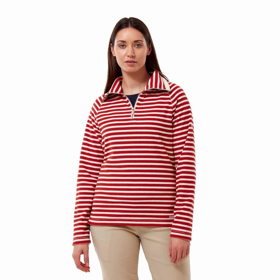 Red Stripes Craghoppers Natalia Half Zip Women's Sweaters | WMC6981MG