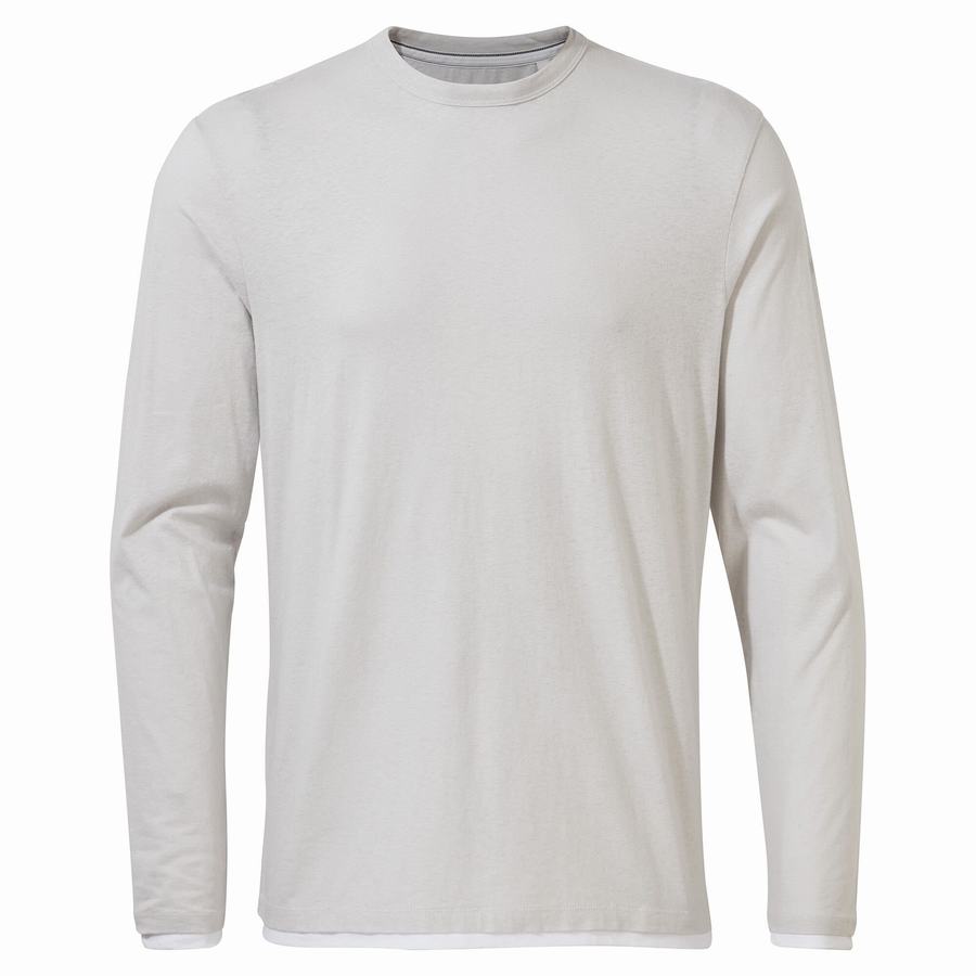 Silver Craghoppers Nosibotanical Coulter Long Sleeved Men's T-Shirts | NAD6950FZ