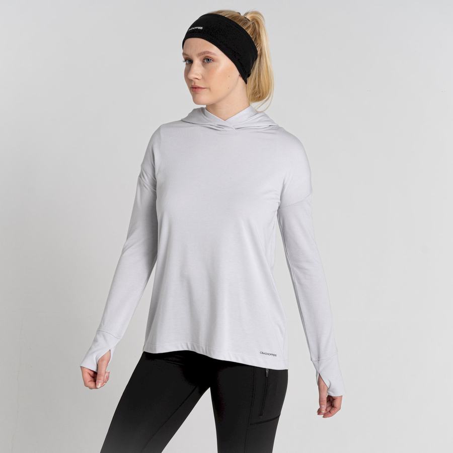 Silver Craghoppers Serrow Hooded Long Sleeved Women's T-Shirts | PLE4632FT