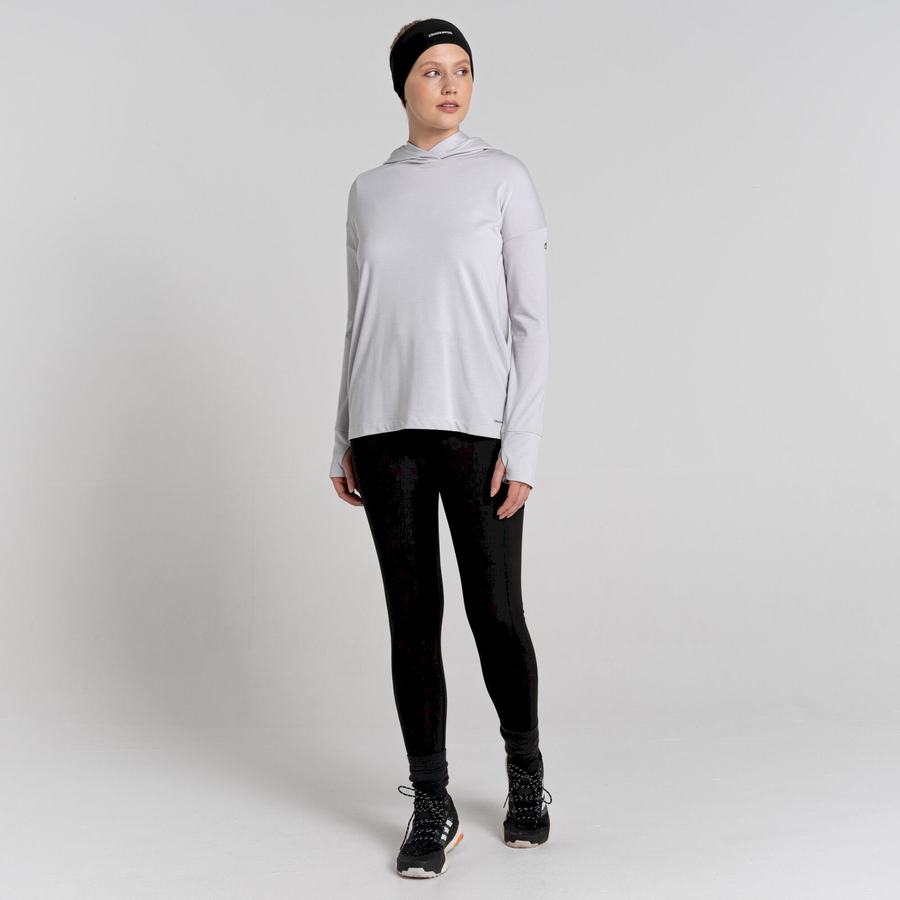 Silver Craghoppers Serrow Hooded Long Sleeved Women's T-Shirts | PLE4632FT