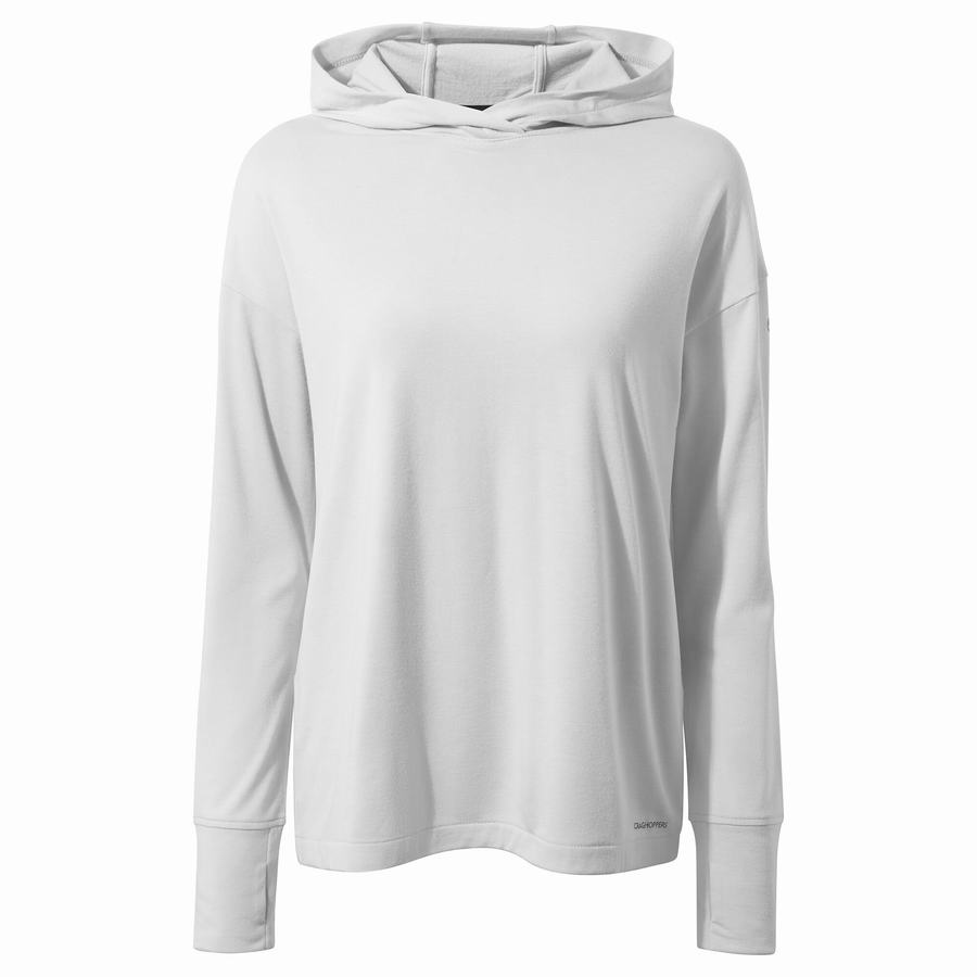 Silver Craghoppers Serrow Hooded Long Sleeved Women's T-Shirts | PLE4632FT