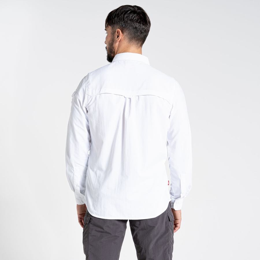 White Craghoppers NosiLife Adventure II Long Sleeved Men's Shirts | FCQ153OT