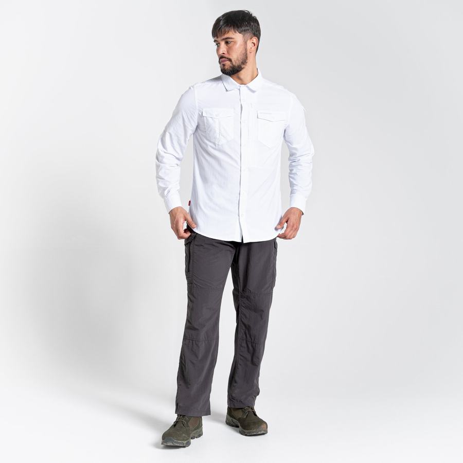 White Craghoppers NosiLife Adventure II Long Sleeved Men's Shirts | FCQ153OT