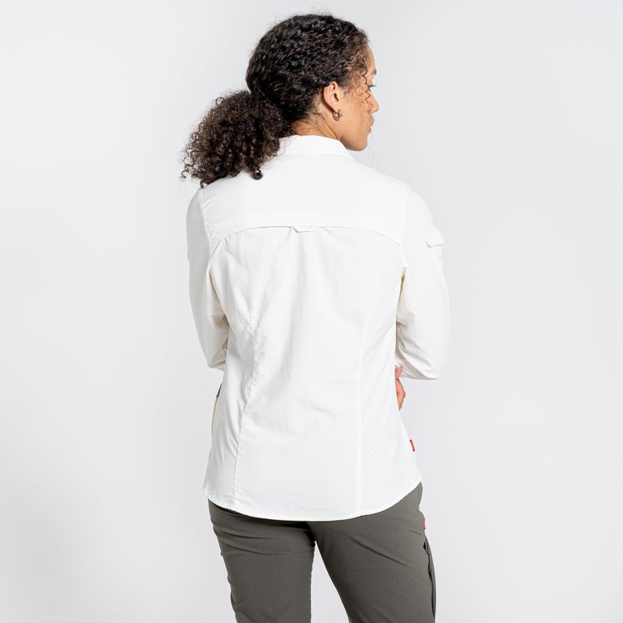 White Craghoppers NosiLife Adventure II Long Sleeved Women's Shirts | HIS1073NK